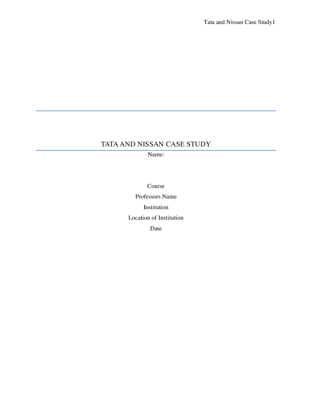 Preview image of Tata and Nissan case study document